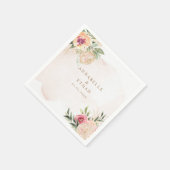 Serviette En Papier Peony et or Foil Mariage Napkin (Coin)