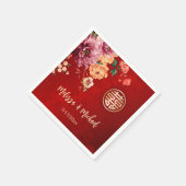 Serviette En Papier Peony Red Chinois Mariage personnalisé (Coin)