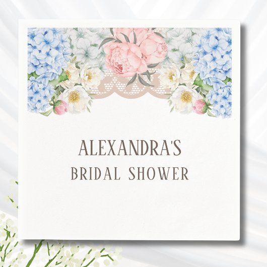Serviette En Papier Peony rose Romantique Blue Hydrangea Fête des mari
