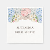 Serviette En Papier Peony rose Romantique Blue Hydrangea Fête des mari (Devant)