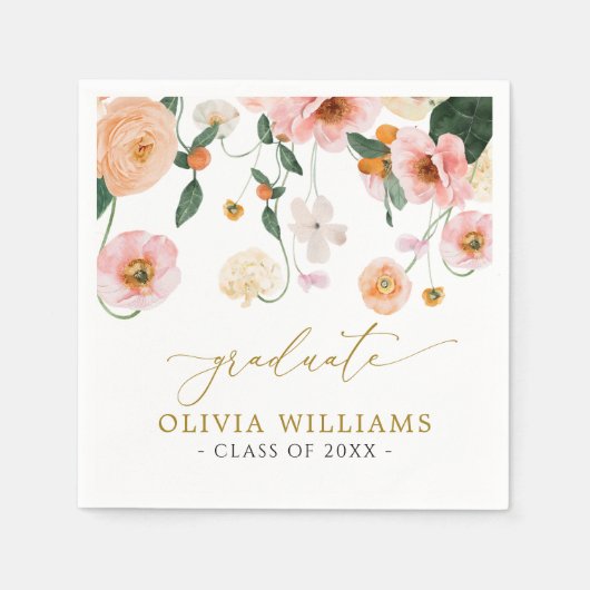 Serviette En Papier Pépites roses Fleurs Partie de Graduation serviett (Devant)