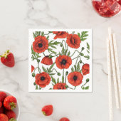 Serviette En Papier Pépites, rouge et vert sur blanc (En situation)