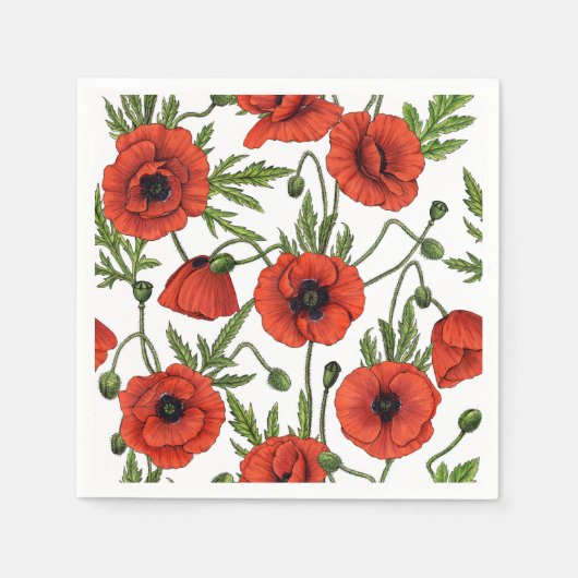 Serviette En Papier Pépites, rouge et vert sur blanc (Devant)