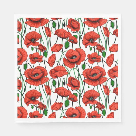 Serviette En Papier Pépites rouges dans un champ sur blanc (Devant)