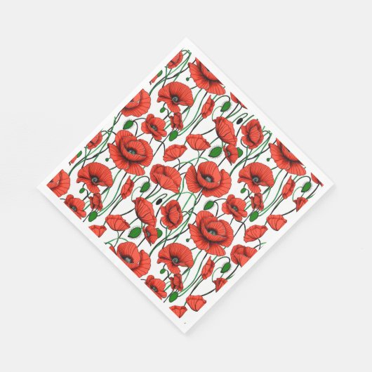 Serviette En Papier Pépites rouges dans un champ sur blanc (Coin)