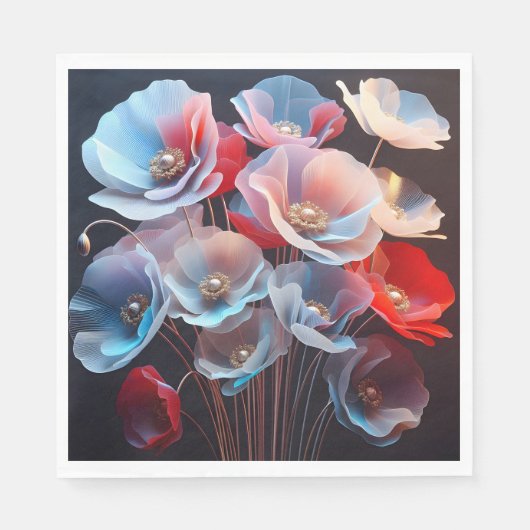 Serviette En Papier Pépites Translucides Sur Noir (Devant)