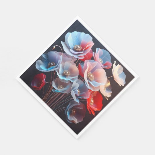 Serviette En Papier Pépites Translucides Sur Noir (Coin)