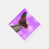 Serviette En Papier Perché en Majesté : coq sur Dreamy Purple Glow (Coin)