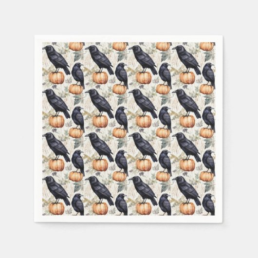 Serviette En Papier Perche et Citrouille (Devant)