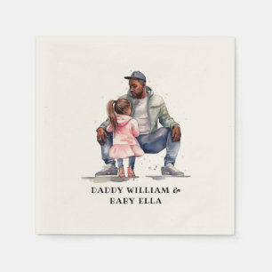 Serviette En Papier Père et fille noirs personnalisées (7)