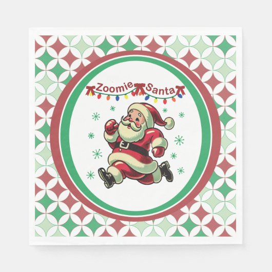 Serviette En Papier Père Noël à fond de train Noël (Devant)