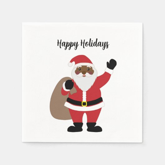 Serviette En Papier Père Noël afro-américaine (Devant)