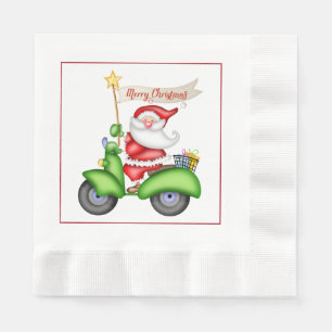Serviette En Papier Père Noël amusant sur Scooter Papier de Noël Naple