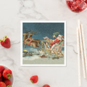 Serviette En Papier Père Noël Antique Sleigh Reindeer (En situation)