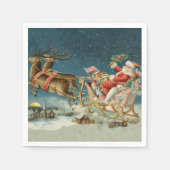 Serviette En Papier Père Noël Antique Sleigh Reindeer (Devant)