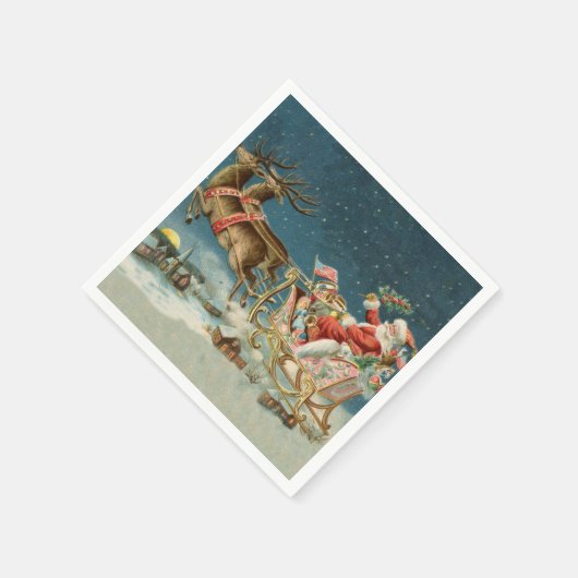 Serviette En Papier Père Noël Antique Sleigh Reindeer (Coin)