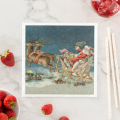 Serviette En Papier Père Noël Antique Sleigh Reindeer (En situation)