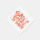 Serviette En Papier Père Noël arrive à Town Holiday Design (Coin)