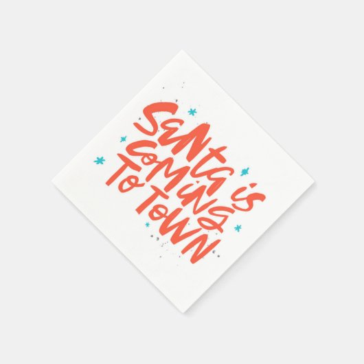 Serviette En Papier Père Noël arrive à Town Holiday Design (Coin)