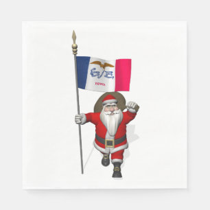 Serviette En Papier Père Noël Avec Drapeau De L'Iowa