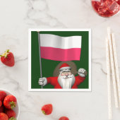 Serviette En Papier Père Noël Avec Drapeau De Pologne (En situation)