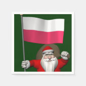 Serviette En Papier Père Noël Avec Drapeau De Pologne (Devant)