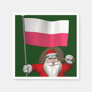 Serviette En Papier Père Noël Avec Drapeau De Pologne
