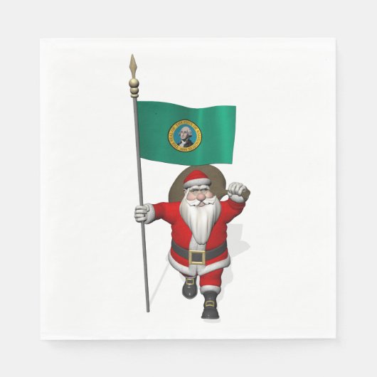Serviette En Papier Père Noël Avec Drapeau De Washington (Devant)