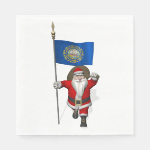 Serviette En Papier Père Noël Avec Drapeau Du New Hampshire
