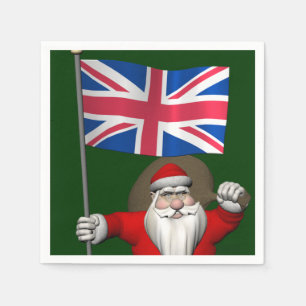 Serviette En Papier Père Noël Avec Drapeau Union Du Royaume-Uni