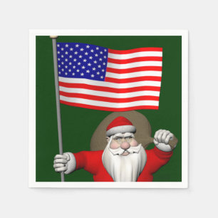 Serviette En Papier Père Noël Avec L'Enseigne Des Etats-Unis
