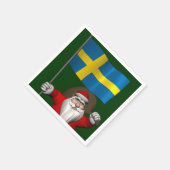Serviette En Papier Père Noël Avec L'Ensigne De Suède (Coin)