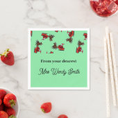 Serviette En Papier Père Noël avec sly sur vert (En situation)