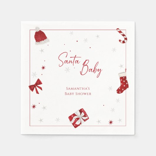 Serviette En Papier Père Noël Baby Christmas Baby shower (Devant)