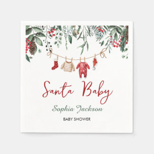 Serviette En Papier Père Noël Baby shower Noël Vêtements de bébé hiver