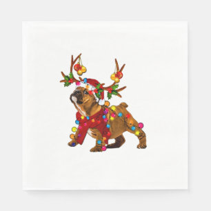Serviette En Papier Père Noël bulldog magnifique renne Noël clair