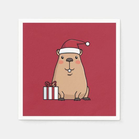 Serviette En Papier Père Noël Capybara Holiday Fun (Devant)