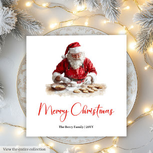 Serviette En Papier Père Noël classique aquarelle moderne fête de Noël