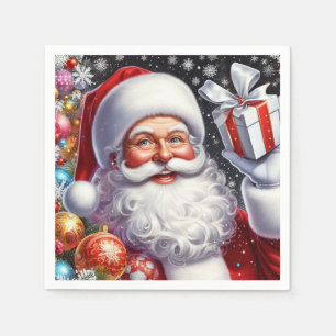 Serviette En Papier Père Noël classique avec présent & ornements