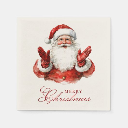 Serviette En Papier Père Noël classique Joyeux Noël (Devant)