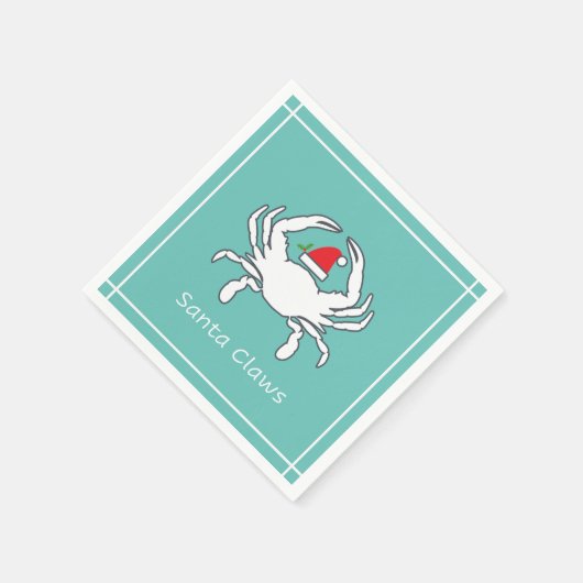 Serviette En Papier Père Noël Claws Nautique Holiday Napkin Seafoam (Coin)