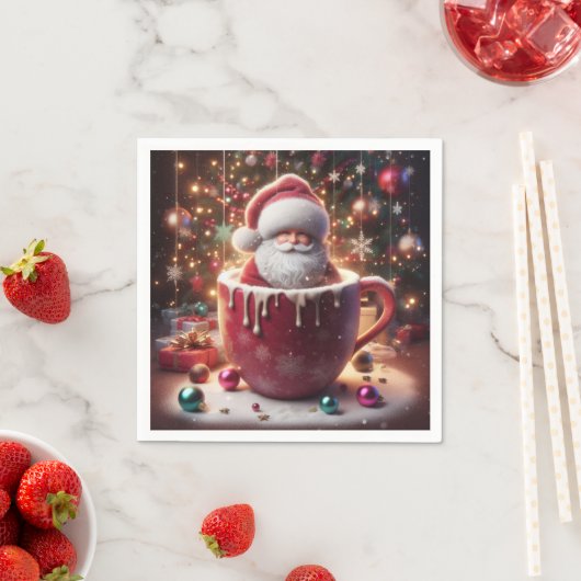 Serviette En Papier Père Noël Cosy Cup (En situation)