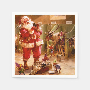 Serviette En Papier Père Noël dans la grange de renne