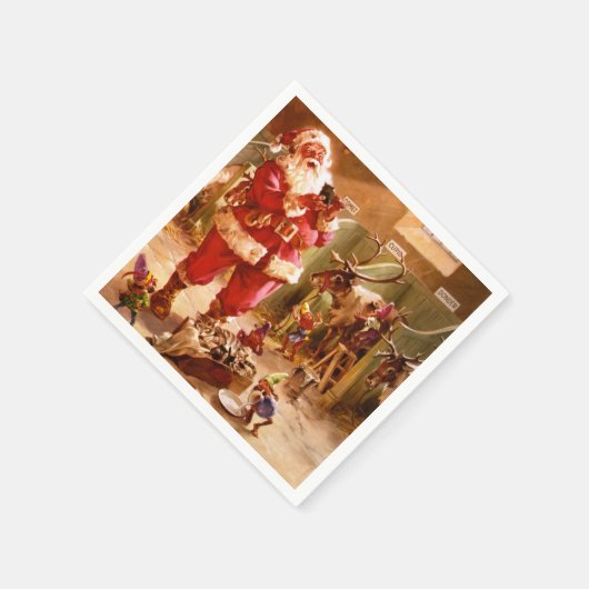 Serviette En Papier Père Noël dans la grange Reindeer (Coin)
