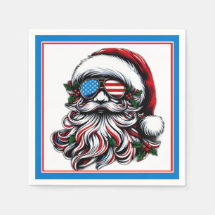 Serviette En Papier Père Noël de Noël Patriotique/Américaine