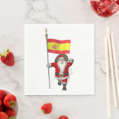 Serviette En Papier Père Noël Doux Avec Drapeau D'Espagne (En situation)