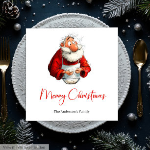 Serviette En Papier Père Noël drôle aquarelle Noël dîner