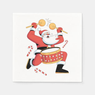 Serviette En Papier Père Noël drôle batteur Noël drumming dégueu