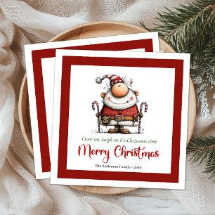 Serviette En Papier Père Noël drôle et fantaisiste pour une fête de No