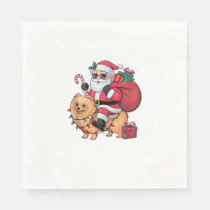 Serviette En Papier Père Noël Éclairage de Noël équitation Chien de Po